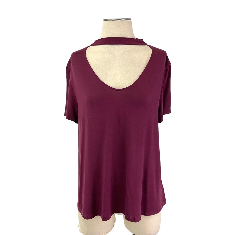 Mossimo- Dark Red Drapey Short Sleeve Tee Size Large.